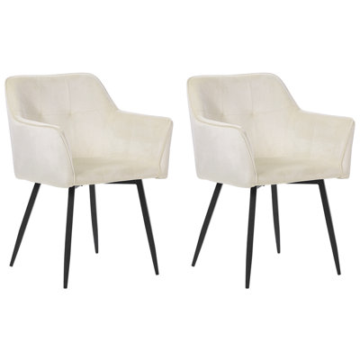 Dining Chair JASMIN Set of 2 Velvet Cream