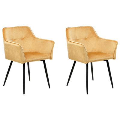 Dining Chair JASMIN Set of 2 Velvet Mustard