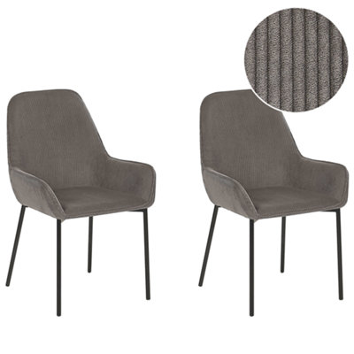 Dining Chair LOVERNA Set of 2 Corduroy Grey