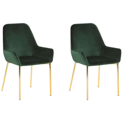 Dining Chair LOVERNA Set of 2 Velvet Dark Green