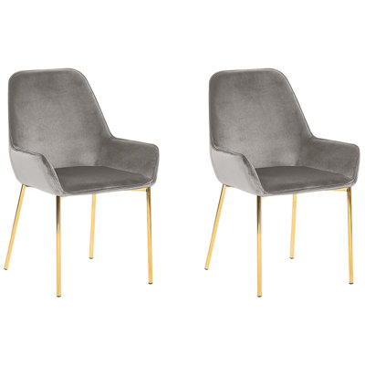 Dining Chair LOVERNA Set of 2 Velvet Grey