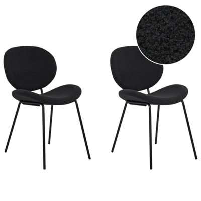 Dining Chair LUANA Set of 2 Boucle Black