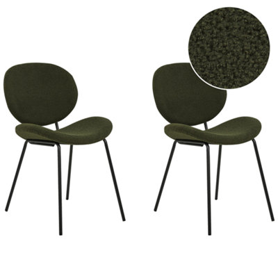 Dining Chair LUANA Set of 2 Boucle Dark Green