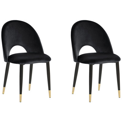 Dining Chair MAGALIA Set of 2 Velvet Black