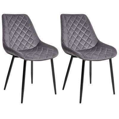 Dining Chair MARIBEL Set of 2 Velvet Grey