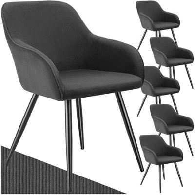 Dining Chair Marilyn - corduroy look, upholstered, armchair, continuous backrest - anthracite/black