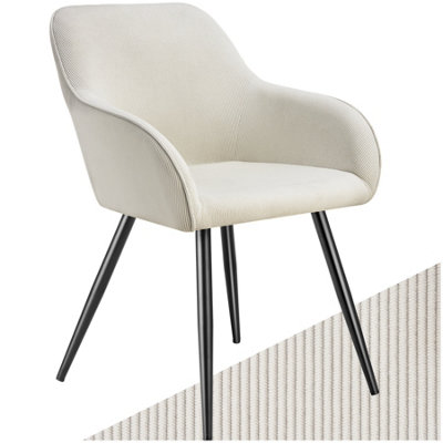 Dining Chair Marilyn - corduroy look, upholstered, armchair, continuous backrest - cream/black