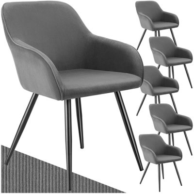 Dining Chair Marilyn - corduroy look, upholstered, armchair, continuous backrest - grey/black