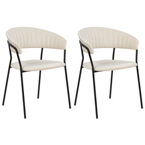 Dining Chair MARIPOSA Set of 2 Velvet Cream