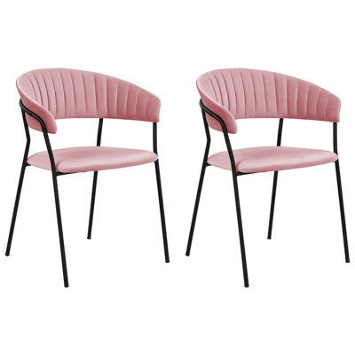 Dining Chair MARIPOSA Set of 2 Velvet Pink