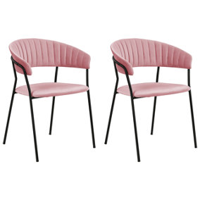 Dining Chair MARIPOSA Set of 2 Velvet Pink