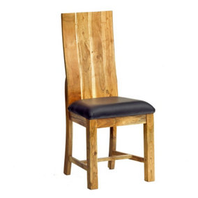 Dining Chair Matching Metropolis Industrial (Set of 2) - Metal/Acacia Solid Wood - L50 x W46 x H105 cm