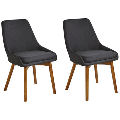 Dining Chair MELFORT Set of 2 Fabric Black