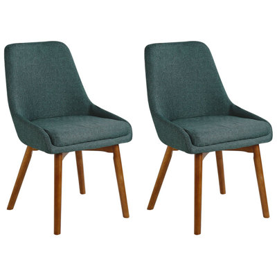 Dining Chair MELFORT Set of 2 Fabric Dark Green