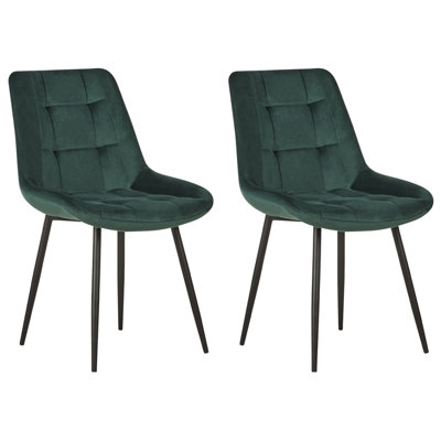 Dining Chair MELROSE Set of 2 Velvet Dark Green