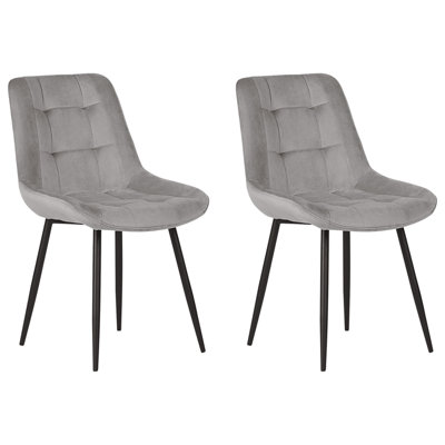 Dining Chair MELROSE Set of 2 Velvet Grey