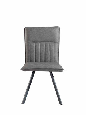 Dining Chair - Metal/PU/Foam - L49 x W63.5 x H92.5 cm - Grey/Graphite