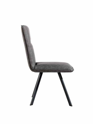 Dining Chair - Metal/PU/Foam - L49 x W63.5 x H92.5 cm - Grey/Graphite
