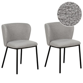 Dining Chair MINA Set of 2 Boucle Grey