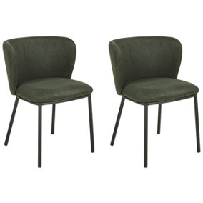 Dining Chair MINA Set of 2 Fabric Dark Green