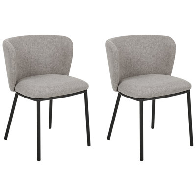 Dining Chair MINA Set of 2 Fabric Grey