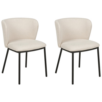 Dining Chair MINA Set of 2 Fabric Off-White