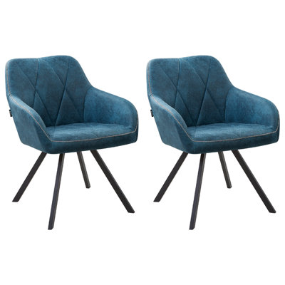 Dining Chair MONEE Set of 2 Fabric Sea Blue