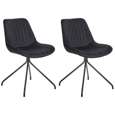 Dining Chair NAVASOTA Set of 2 Velvet Black