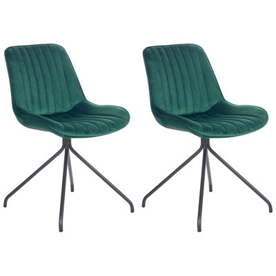 Dining Chair NAVASOTA Set of 2 Velvet Emerald Green