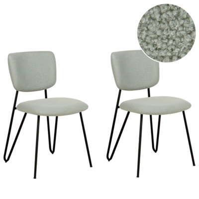 Dining Chair NELKO Set of 2 Boucle Light Green