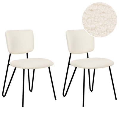 Dining Chair NELKO Set of 2 Boucle Off-White