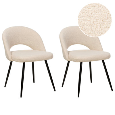 Dining Chair ONAGA Set of 2 Boucle Beige