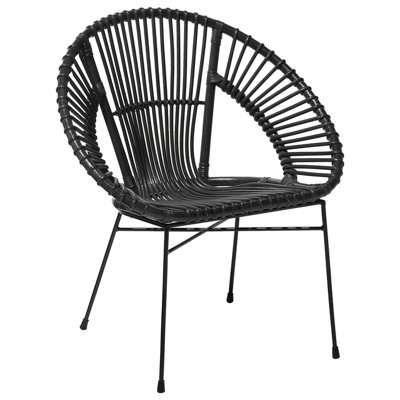 Dining Chair Rattan Black SARITA