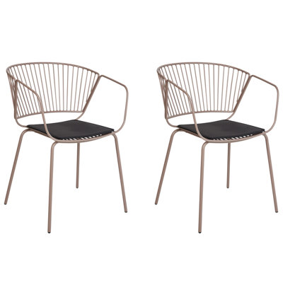 Dining Chair RIGBY Set of 2 Metal Beige