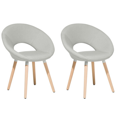 Dining Chair ROSLYN Set of 2 Fabric Light Grey