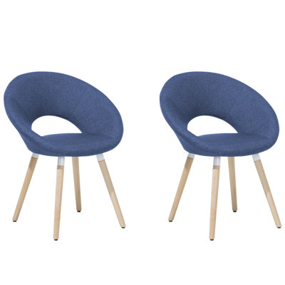 Dining Chair ROSLYN Set of 2 Fabric Navy Blue