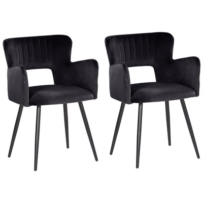 Dining Chair SANILAC Set of 2 Velvet Black