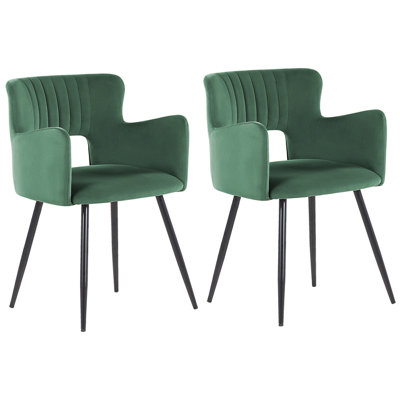 Dining Chair SANILAC Set of 2 Velvet Dark Green