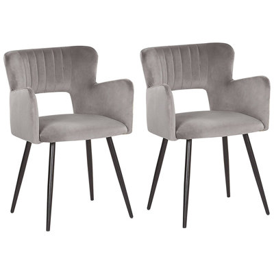 Dining Chair SANILAC Set of 2 Velvet Grey