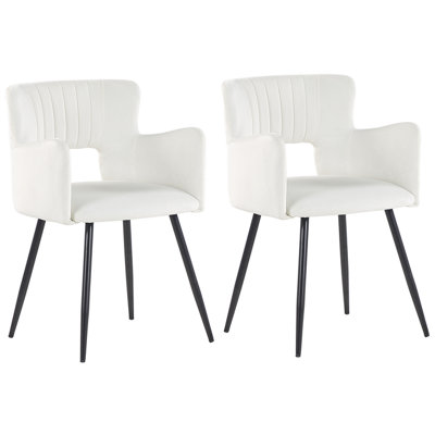 Dining Chair SANILAC Set of 2 Velvet White