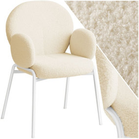 Dining Chair Scandi - padded with Bouclé cover, high backrest - cream