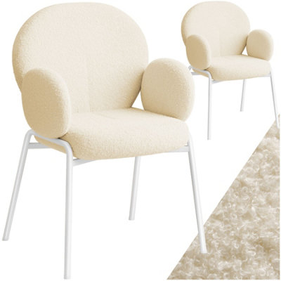 Dining Chair Scandi - padded with Bouclé cover, high backrest - cream