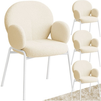 Dining Chair Scandi - padded with Bouclé cover, high backrest - cream