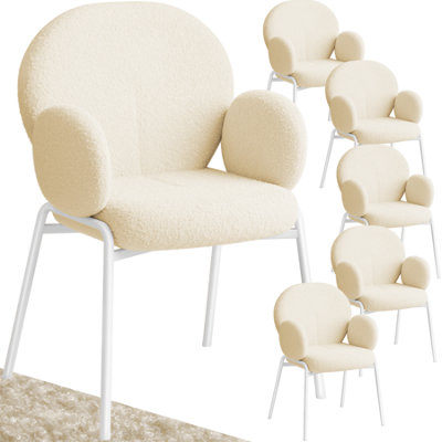 Dining Chair Scandi - padded with Bouclé cover, high backrest - cream