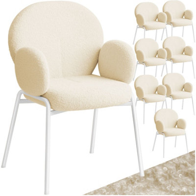 Dining Chair Scandi - padded with Bouclé cover, high backrest - cream