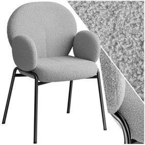 Dining Chair Scandi - padded with Bouclé cover, high backrest - light grey