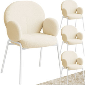 Dining Chair Scandi - padded with Bouclé cover, set of 4 chairs - cream