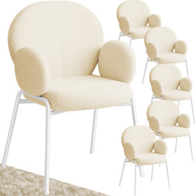 Dining Chair Scandi - padded with Bouclé cover, set of 6 chairs - cream