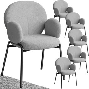Dining Chair Scandi - padded with Bouclé cover, set of 6 chairs - light grey