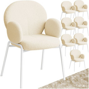 Dining Chair Scandi - padded with Bouclé cover, set of 8 chairs - cream